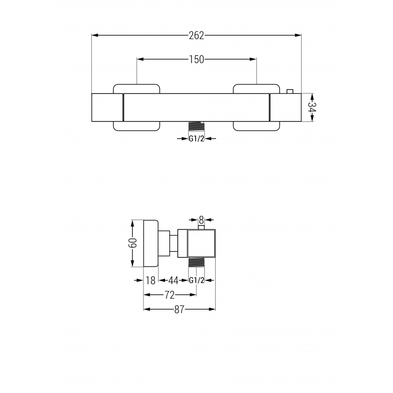 Mexen Carl zestaw prysznicowy natynkowy z deszczownicą i baterią prysznicową termostatyczną Cube, czarny - 77200240-70