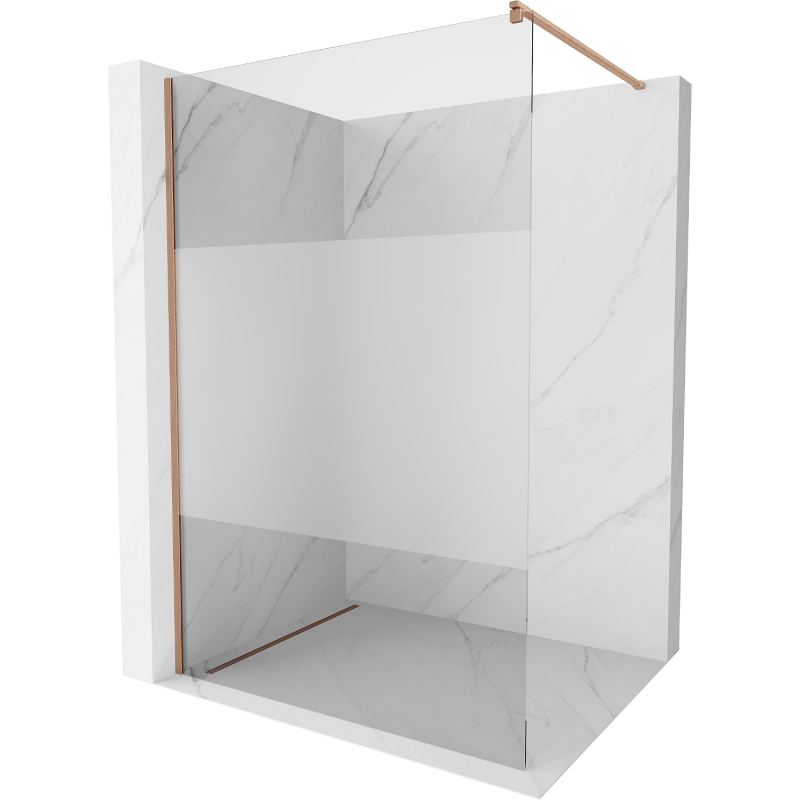 Mexen Kioto ścianka prysznicowa Walk-in 90 x 200 cm, transparent/szron 8 mm, miedź szczotkowana - 800-090-101-65-35