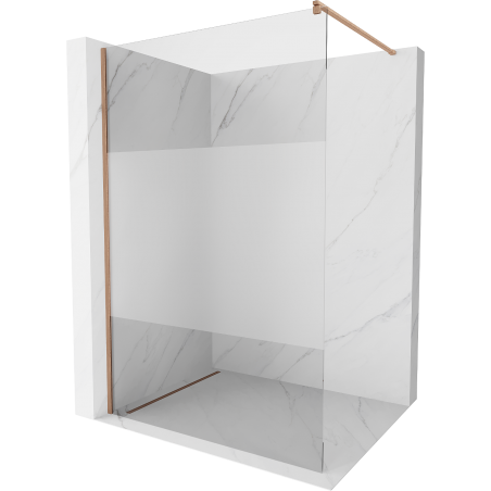 Mexen Kioto ścianka prysznicowa Walk-in 90 x 200 cm, transparent/szron 8 mm, miedź szczotkowana - 800-090-101-65-35