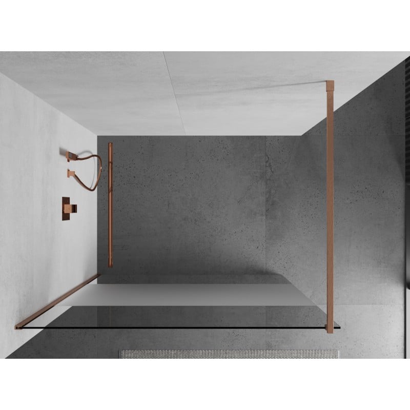 Mexen Kioto ścianka prysznicowa Walk-in 140 x 200 cm, transparent/szron 8 mm, miedź szczotkowana - 800-140-101-65-35