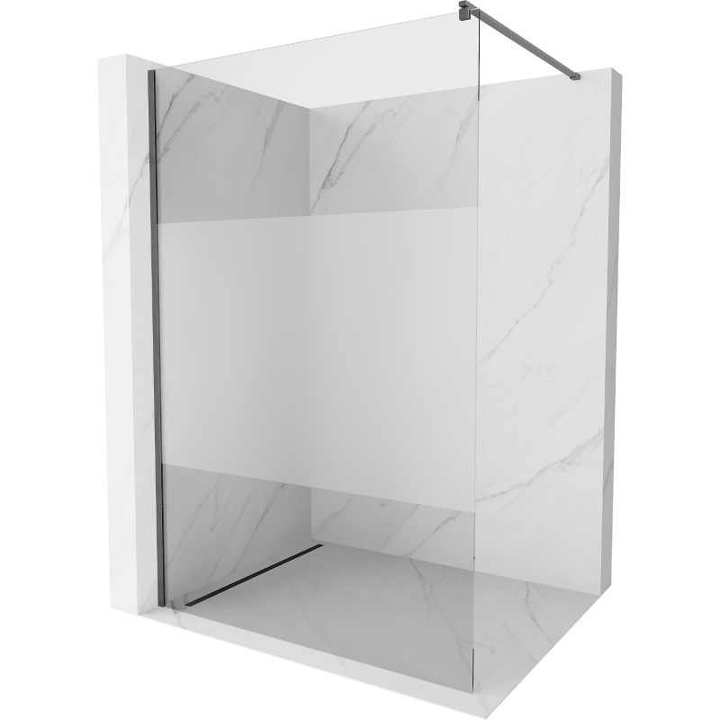 Mexen Kioto ścianka prysznicowa Walk-in 70 x 200 cm, transparent/szron 8 mm, gun gray szczotkowany - 800-070-101-66-35