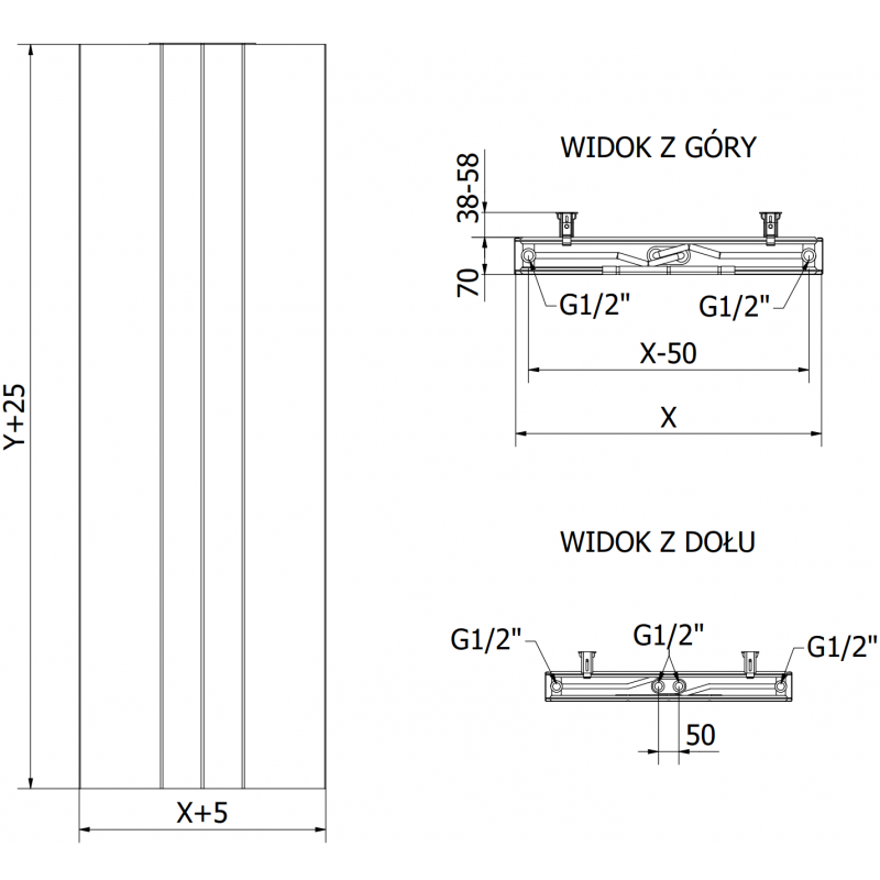 Mexen Line VS20SL grzejnik płytowy 2000 x 300 mm, podłączenie dolne środkowe, 709 W, antracyt - W6VS20SL-200-030-66