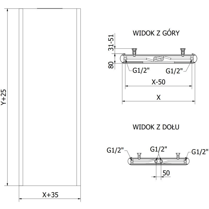 Mexen Flat VR20S grzejnik płytowy 1400 x 400 mm, podłączenie dolne środkowe, 712 W, czarny - W6VR20S-140-040-70