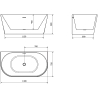 Mexen Oval wanna wolnostojąca przyścienna 140 x 75 cm, biała, przelew gun metal - 52671407500-95