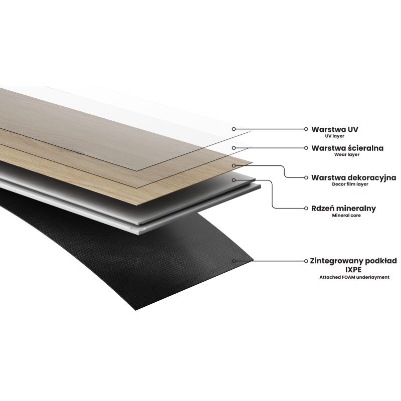 Mexen Buffalo panele winylowe 1240 x 182 mm SPC 6,5 mm, podkład IXPE 1,5 mm, 4 V-Fuga, Dąb - F1007-1240-182-505-4V1-01