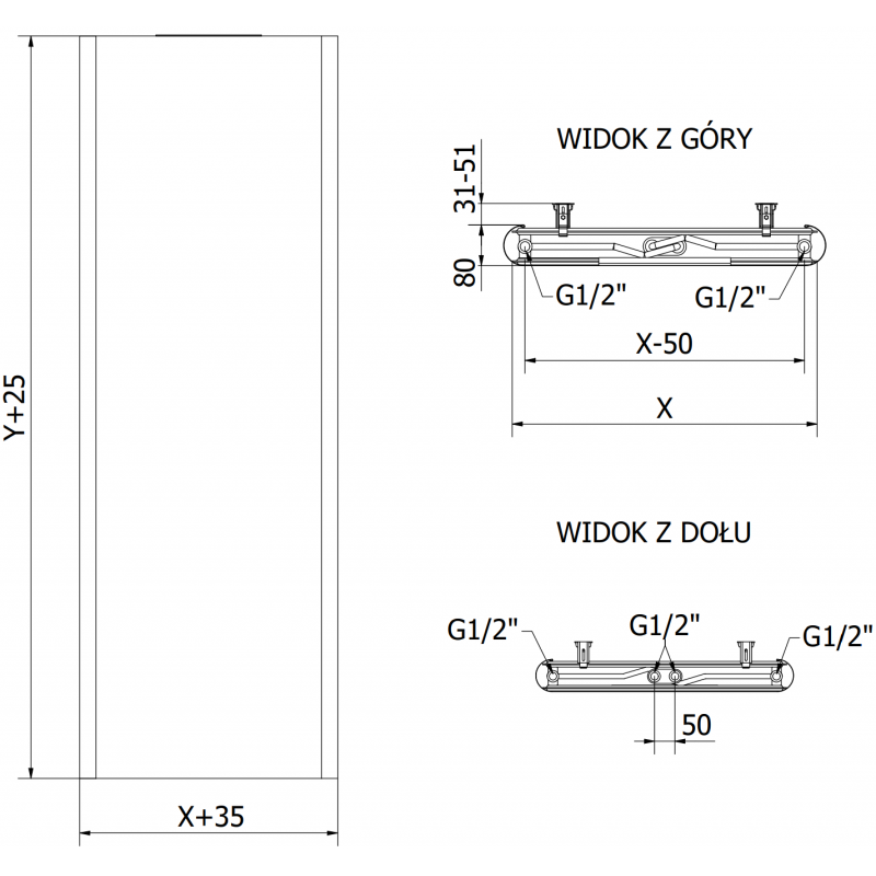 Mexen Flat VR20S grzejnik płytowy 1400 x 600 mm, podłączenie dolne środkowe, 1068 W, czarny - W6VR20S-140-060-70