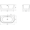 Mexen Oval wanna wolnostojąca przyścienna 150 x 75 cm, biała/czarna, przelew czarny - 52671507575-70