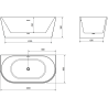 Mexen Oval wanna wolnostojąca przyścienna 160 x 80 cm, biała, przelew gun metal - 52671608000-95