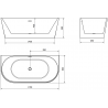 Mexen Oval wanna wolnostojąca przyścienna 170 x 80 cm, biała, przelew gun metal - 52671708000-95