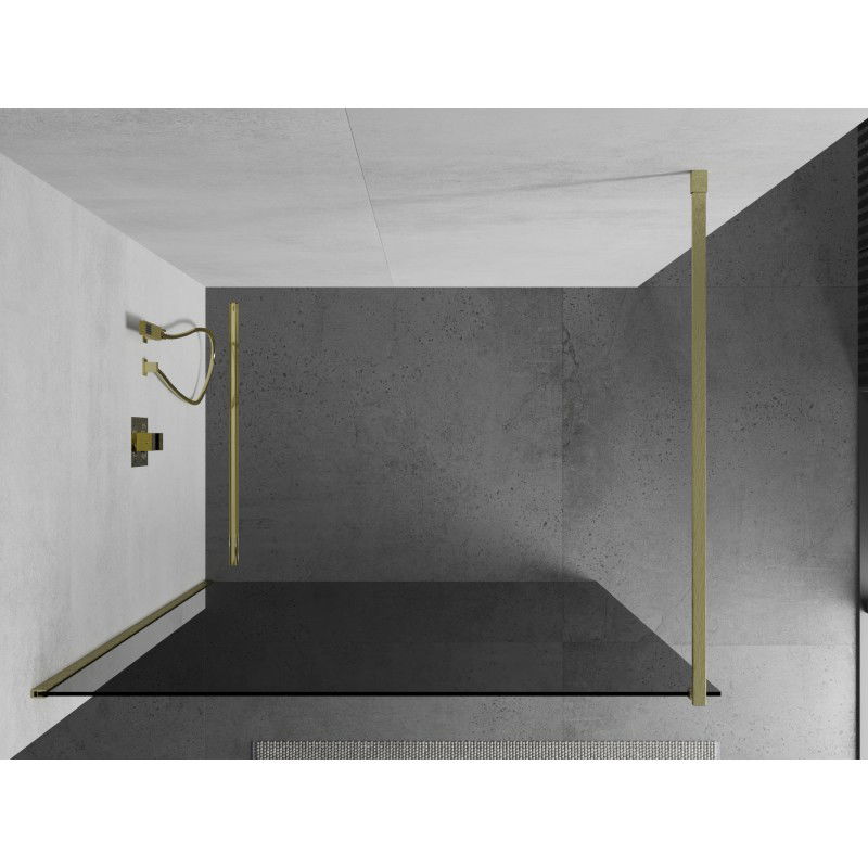 Mexen Kioto ścianka prysznicowa Walk-in 100 x 200 cm, grafit 8 mm, złota szczotkowana - 800-100-101-55-40