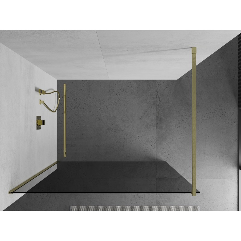 Mexen Kioto ścianka prysznicowa Walk-in 110 x 200 cm, grafit 8 mm, złota szczotkowana - 800-110-101-55-40