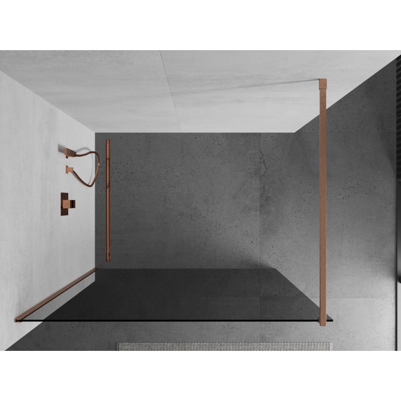 Mexen Kioto ścianka prysznicowa Walk-in 70 x 200 cm, grafit 8 mm, miedź szczotkowana - 800-070-101-65-40