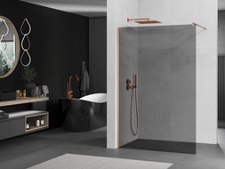 Mexen Kioto ścianka prysznicowa Walk-in 100 x 200 cm, grafit 8 mm, miedź szczotkowana - 800-100-101-65-40