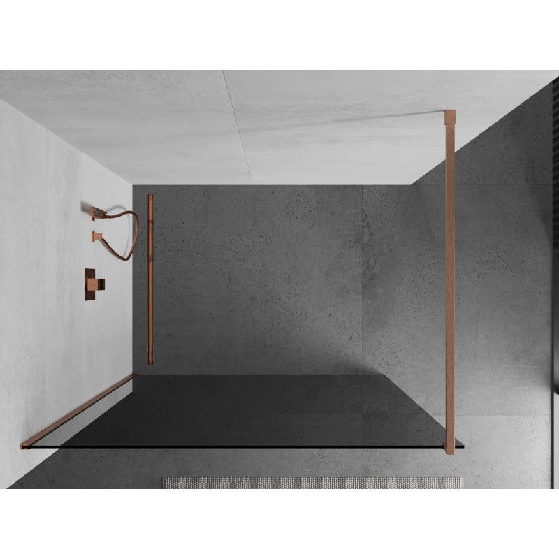 Mexen Kioto ścianka prysznicowa Walk-in 100 x 200 cm, grafit 8 mm, miedź szczotkowana - 800-100-101-65-40