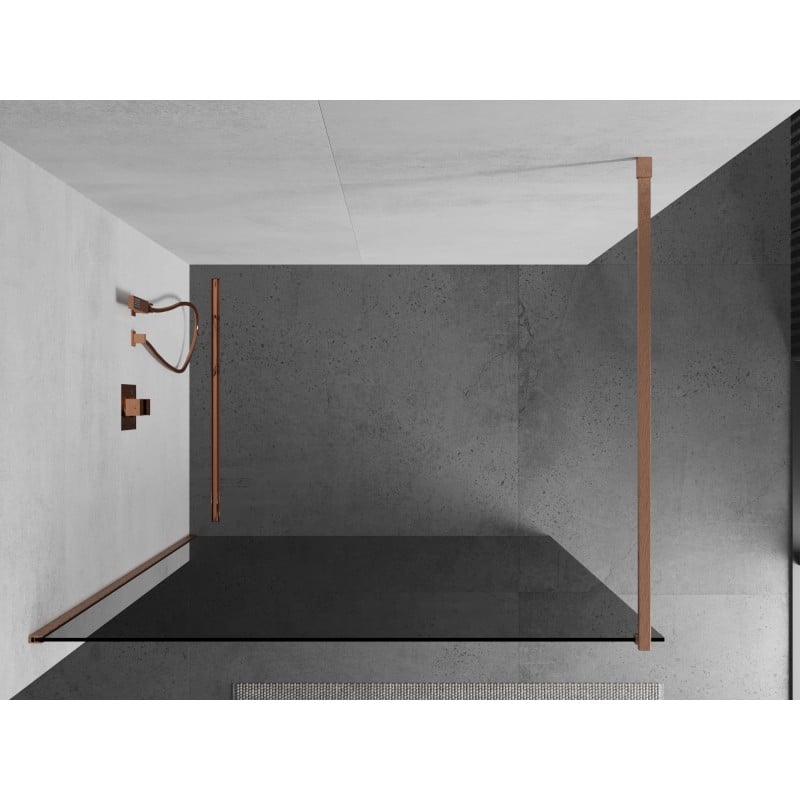 Mexen Kioto ścianka prysznicowa Walk-in 120 x 200 cm, grafit 8 mm, miedź szczotkowana - 800-120-101-65-40