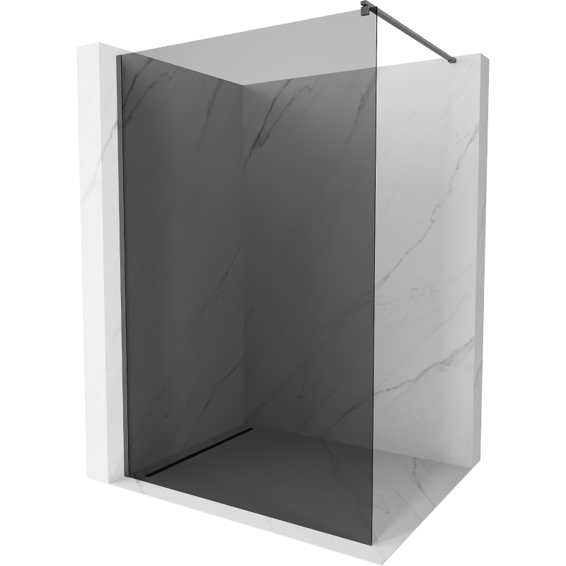 Mexen Kioto ścianka prysznicowa Walk-in 80 x 200 cm, grafit 8 mm, gun gray szczotkowany - 800-080-101-66-40