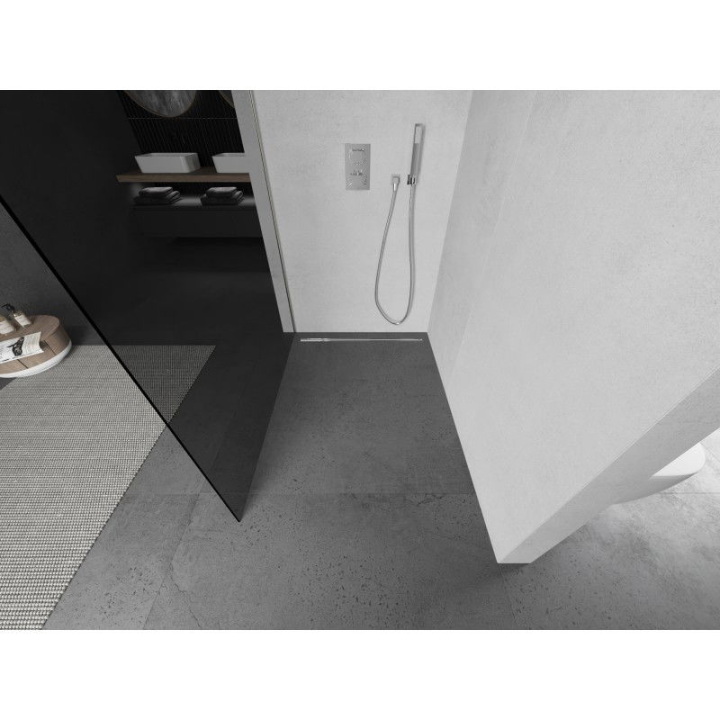 Mexen Kioto ścianka prysznicowa Walk-in 100 x 200 cm, grafit 8 mm, nikiel szczotkowany - 800-100-101-97-40