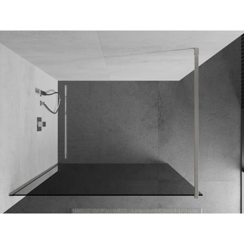 Mexen Kioto ścianka prysznicowa Walk-in 130 x 200 cm, grafit 8 mm, nikiel szczotkowany - 800-130-101-97-40