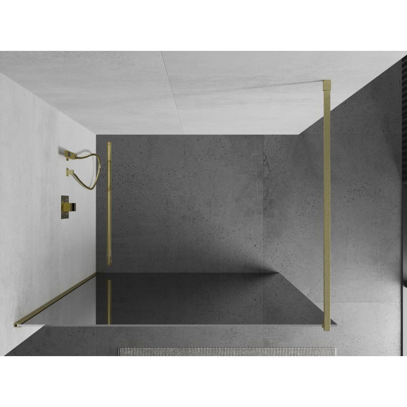 Mexen Kioto ścianka prysznicowa Walk-in 90 x 200 cm, lustro 8 mm, złota szczotkowana - 800-090-101-55-50