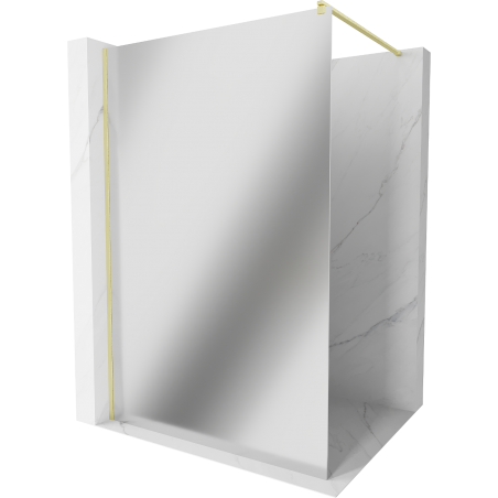 Mexen Kioto ścianka prysznicowa Walk-in 90 x 200 cm, lustro 8 mm, złota szczotkowana - 800-090-101-55-50