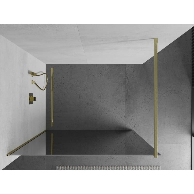 Mexen Kioto ścianka prysznicowa Walk-in 110 x 200 cm, lustro 8 mm, złota szczotkowana - 800-110-101-55-50