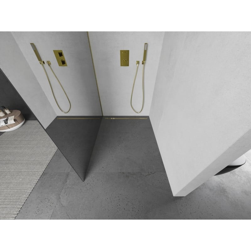 Mexen Kioto ścianka prysznicowa Walk-in 120 x 200 cm, lustro 8 mm, złota szczotkowana - 800-120-101-55-50