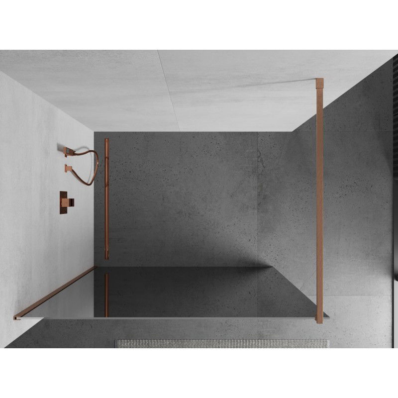 Mexen Kioto ścianka prysznicowa Walk-in 90 x 200 cm, lustro 8 mm, miedź szczotkowana - 800-090-101-65-50