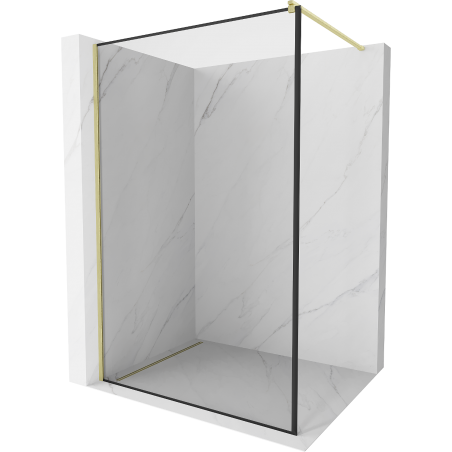 Mexen Kioto ścianka prysznicowa Walk-in 60 x 200 cm, czarna ramka 8 mm, złota szczotkowana - 800-060-101-55-70