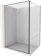 Mexen Kioto ścianka prysznicowa Walk-in 60 x 200 cm, czarna ramka 8 mm, złota szczotkowana - 800-060-101-55-70