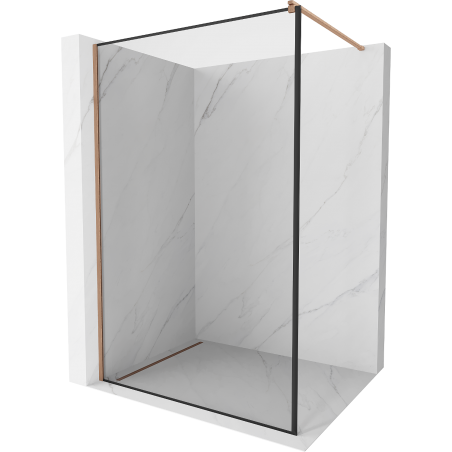 Mexen Kioto ścianka prysznicowa Walk-in 60 x 200 cm, czarna ramka 8 mm, miedź szczotkowana - 800-060-101-65-70
