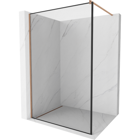 Mexen Kioto ścianka prysznicowa Walk-in 70 x 200 cm, czarna ramka 8 mm, miedź szczotkowana - 800-070-101-65-70