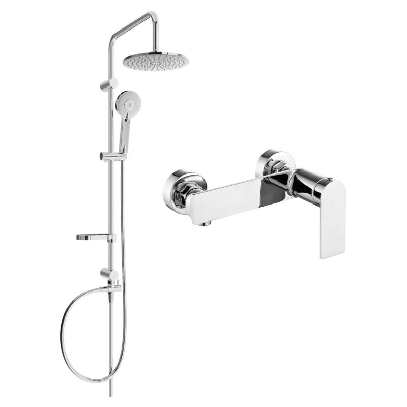 Mexen Carl zestaw prysznicowy natynkowy z deszczownicą i baterią prysznicową Zero, chrom - 71140240-00