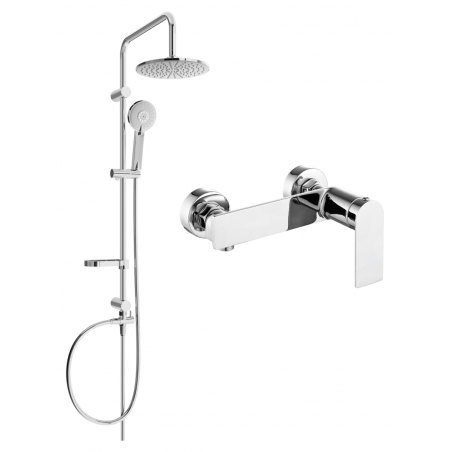 Mexen Carl zestaw prysznicowy natynkowy z deszczownicą i baterią prysznicową Zero, chrom - 71140240-00