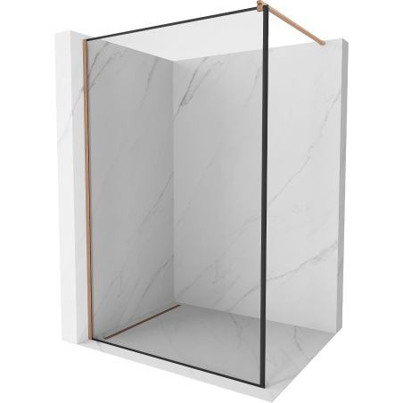 Mexen Kioto ścianka prysznicowa Walk-in 130 x 200 cm, czarna ramka 8 mm, miedź szczotkowana - 800-130-101-65-70