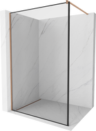 Mexen Kioto ścianka prysznicowa Walk-in 140 x 200 cm, czarna ramka 8 mm, miedź szczotkowana - 800-140-101-65-70