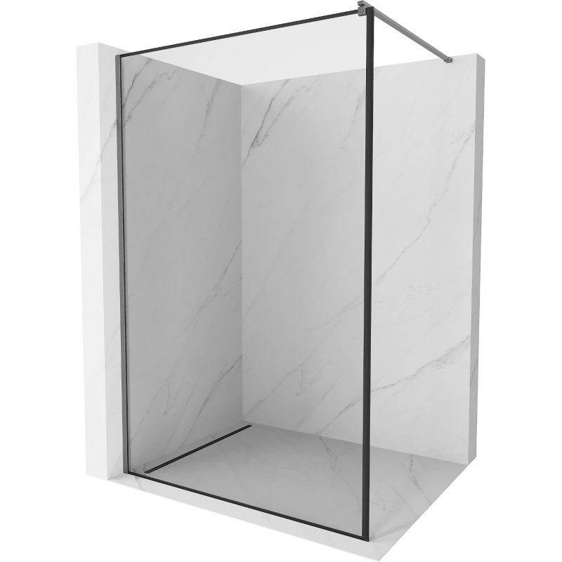 Mexen Kioto ścianka prysznicowa Walk-in 60 x 200 cm, czarna ramka 8 mm, gun gray szczotkowany - 800-060-101-66-70