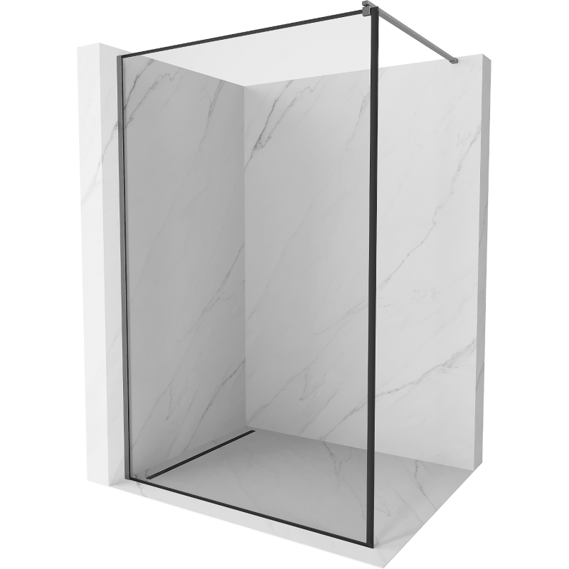 Mexen Kioto ścianka prysznicowa Walk-in 100 x 200 cm, czarna ramka 8 mm, gun gray szczotkowany - 800-100-101-66-70