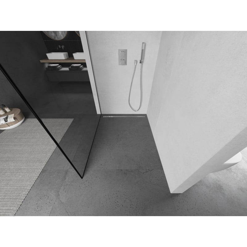Mexen Kioto ścianka prysznicowa Walk-in 50 x 200 cm, czarna ramka 8 mm, nikiel szczotkowany - 800-050-101-97-70