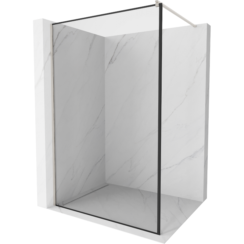 Mexen Kioto ścianka prysznicowa Walk-in 50 x 200 cm, czarna ramka 8 mm, nikiel szczotkowany - 800-050-101-97-70