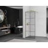 Mexen Kioto ścianka prysznicowa Walk-in 70 x 200 cm, czarna kratka 8 mm, złota szczotkowana - 800-070-101-55-77