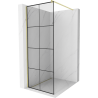 Mexen Kioto ścianka prysznicowa Walk-in 80 x 200 cm, czarna kratka 8 mm, złota szczotkowana - 800-080-101-55-77
