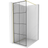 Mexen Kioto ścianka prysznicowa Walk-in 90 x 200 cm, czarna kratka 8 mm, złota szczotkowana - 800-090-101-55-77