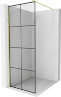 Mexen Kioto ścianka prysznicowa Walk-in 90 x 200 cm, czarna kratka 8 mm, złota szczotkowana - 800-090-101-55-77