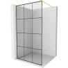Mexen Kioto ścianka prysznicowa Walk-in 100 x 200 cm, czarna kratka 8 mm, złota szczotkowana - 800-100-101-55-77