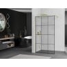 Mexen Kioto ścianka prysznicowa Walk-in 110 x 200 cm, czarna kratka 8 mm, złota szczotkowana - 800-110-101-55-77