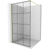 Mexen Kioto ścianka prysznicowa Walk-in 120 x 200 cm, czarna kratka 8 mm, złota szczotkowana - 800-120-101-55-77