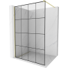 Mexen Kioto ścianka prysznicowa Walk-in 150 x 200 cm, czarna kratka 8 mm, złota szczotkowana - 800-150-101-55-77