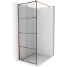 Mexen Kioto ścianka prysznicowa Walk-in 70 x 200 cm, czarna kratka 8 mm, miedź szczotkowana - 800-070-101-65-77