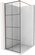 Mexen Kioto ścianka prysznicowa Walk-in 80 x 200 cm, czarna kratka 8 mm, miedź szczotkowana - 800-080-101-65-77
