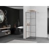 Mexen Kioto ścianka prysznicowa Walk-in 90 x 200 cm, czarna kratka 8 mm, miedź szczotkowana - 800-090-101-65-77